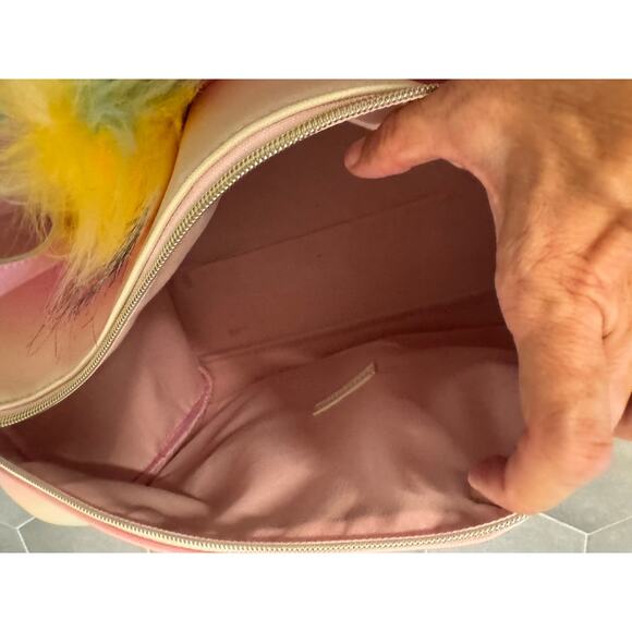 Rainbow Unicorn Tote Bag Pastel Ombre with Furry Horn & Ears Shoulder Strap - Picture 5 of 5